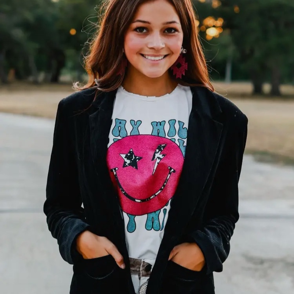 Black Velvet Blazer with Graphic Tee